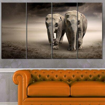 Design Art 'Elephant Pair in Motion' 4 Piece Graphic Art on Wrapped Canvas Set in Arts & Collectibles