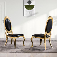 Rosdorf Park Black Leather Dining Chairs