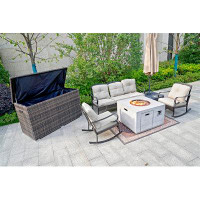 Winston Porter Onion 4-Piece Gas Fire Pit Table Set , A Sofa , 2 Rocking Chair And A Storage Box