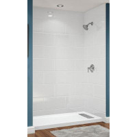 Avora Bath Avora Euro Centre   Drain  11x20 Tile White Acrylic Alcove Shower System 60"W x 36"D x 96"H