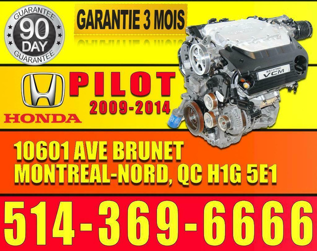Moteur Honda Pilot 2009-2010-2011 2012 2013 2014 Honda Engine 3.5L VCM J35 in Engine & Engine Parts in New Brunswick