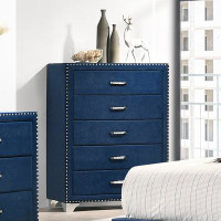 House of Hampton Melody 5-drawer Upholstered Chest Pacific Blue