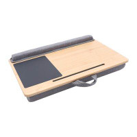 Inbox Zero Portable Modern Bamboo Rectangle Office Laptop Desk with Handle, Tablet Slots