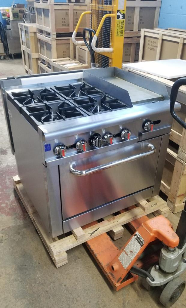 Commercial 4 Burners with 12 THERMOSTATIC Griddle Stove Top Range in Other Business & Industrial