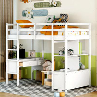 Harriet Bee Twin Size Loft Bed With Built-In Desk With Two Drawers, And Storage Shelves And Drawers