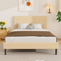 Ebern Designs Dagem Wood Queen Bed Frame with Upholstered Headboard