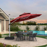 Arlmont & Co. Arlmont & Co. 132'' Outdoor Double Top Round Deluxe Patio Umbrella