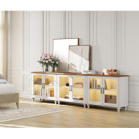 Alcott Hill Alcott Hill® Baby Dresser With Glass Door, Accent Chests With LED Light For Bedroom,Storage Cabinets Cupboar