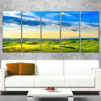 Made in Canada - Design Art 'Colourful Tuscany Countryside Farm' Photograph Multi-Piece Image on Canvas