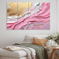 Design Art Pink And Gold Spiral Radiance III - Abstract Spirals Canvas Print - 4 Panels