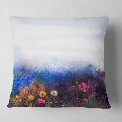 East Urban Home Floral Watercolor Painting Flower Pillow