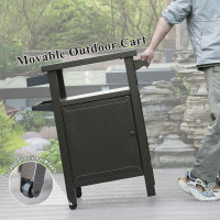 Latitude Run® Grill Carts Outdoor With Storage And Wheels, Whole Metal Portable Table And Storage Cabinet For BBQ, Deck,