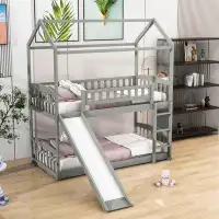 Harper Orchard Lacrescenta Twin Over Twin Standard Bunk Bed with Slide