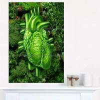 Design Art Green Healthy Heart - 3 Piece Graphic Art on Wrapped Canvas Set