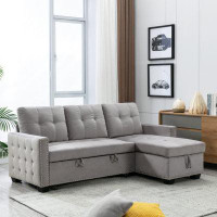 GZMWON Reversible Sectional Storage Sleeper Sofa Bed, Upholstered Sofa