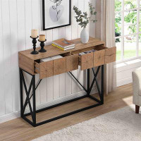 Ceballos 43.31'' Luxury Wood Sofa Table, Industrial Console Table For Entryway, Hallway Tables With Two Drawers For Livi