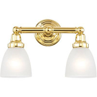 Rosdorf Park Antique Brass Two-light Bath Fixture With Satin Opal White Glass Shades