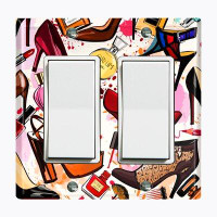 WorldAcc Metal Light Switch Plate Outlet Cover (Makeup Shoes - Double Rocker)