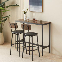 Creationstry Bar Table Set with 2 Bar stools PU Soft seat with backrest