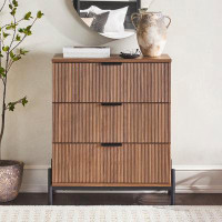 Latitude Run® Mid-Century 3-Drawer Chest with Reeded Drawer Fronts