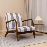 Breakwater Bay Cotton Accent Chair Mid-Century Modern Living Room Armchair With Nailhead Trim & Wood Legs Comfy Upholste