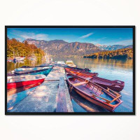 East Urban Home 'Bohinj Lake in Morning' Floater Frame Photograph on Canvas