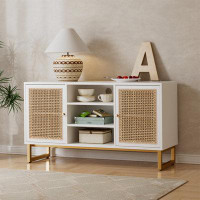 Bay Isle Home™ 47 Inch Mid Century Modern White TV Stand With Adjustable Shelf Sideboards