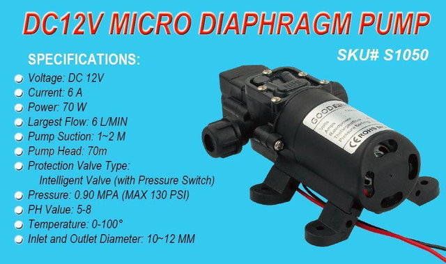 NEW 12V 70W 130 PSI HIGH PRESSURE DIAPHRAGM SELF PRMING WATER PUMP S1050 in Other Business & Industrial in Edmonton Area - Image 2