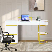 Mercer41 Xarles 60'' W Peninsula Computer Desk with and Cabinet