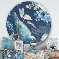 East Urban Home 'Indigold Bird Cottage Family IV' - Painting Print on Metal Circle