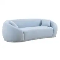 Hokku Designs 3 Seater Sofa Modern Combination Half Moon Casual Teddy Wool Sofa Curved Sofa, Blue Sky