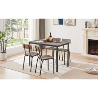 17 Stories -piece Industrial Style Dining Set: Grey Table (43.31''l X 27.56''w X 30.32''h) With Sturdy Chairs Featuring