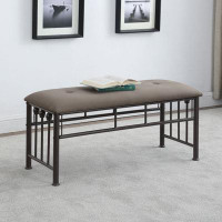 17 Stories Pernelia Rectangular Upholstered Bench Natural and Navy