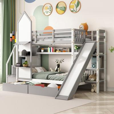 Harriet Bee Hatina Kids Bunk Bed with Drawers in Beds & Mattresses