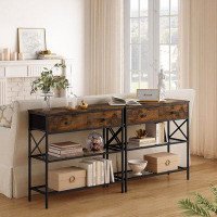 17 Stories 17 Storeys Console Table With Drawers, 3-Tier Industrial Entryway Table, Narrow Sofa Table With Shelves, Entr