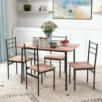 17 Stories 5 Piece Dining Table Set with Rectangle Table and Steel Frame