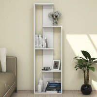 Ebern Designs Modern Design White Geometric Bookcase