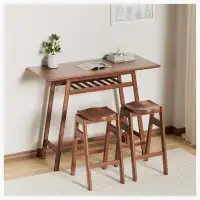 Gracie Oaks 3 PCS Pub Dining Set Retro Bar Table Rubber Wood Stackable Backless High Stool