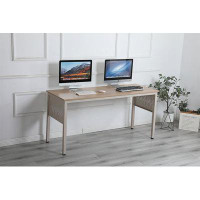 Ebern Designs 55*24 Inches Home Office Desk Workstation With Metal Decorative Panel Beige