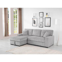 Latitude Run® Taupe Lhf Sectional Sofa W/ Storage & Pull Out Bed