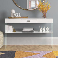 Wade Logan Avyona Console Table with 1 Drawer and Glass Frame