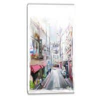 Design Art City Street Illustration Cityscape Painting Print on Wrapped Canvas