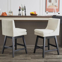 Red Barrel Studio Upholstered Swivel Bar Stools Modern Linen Fabric High Back Counter Stools