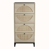 Bay Isle Home™ Natural Rattan, Cabinet With 4 Drawers, Suitable For Living Room, Bedroom And Study, Diversified Storage