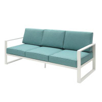 Latitude Run® Light Green 3-seater Outdoor Sofa With Aluminum Frame For Patio And Pool Area