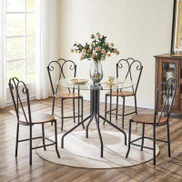 Winston Porter 5-Piece Tempered Glass Table With 4 Chairs