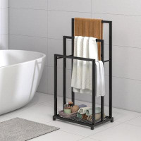 17 Stories Elegant Home Products Freestanding Towel Rack Holder, 3 Tier Blanket Rack Stand With Metal Shelf For Bathroom