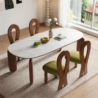 Hokku Designs Modern Simple Rock Plate Oval Dining Table Set