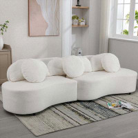 Latitude Run® Modern Living Room Sofa Lamb Velvet Upholstered Couch