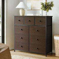 17 Stories 17 Stories 9 Drawers Dresser, Chest Of Drawers Fabric Dressers With Leather Finish For Adult Dressers For Bed